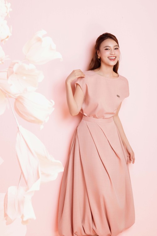 Sixdo Pink Tuytsi Flared Skirt